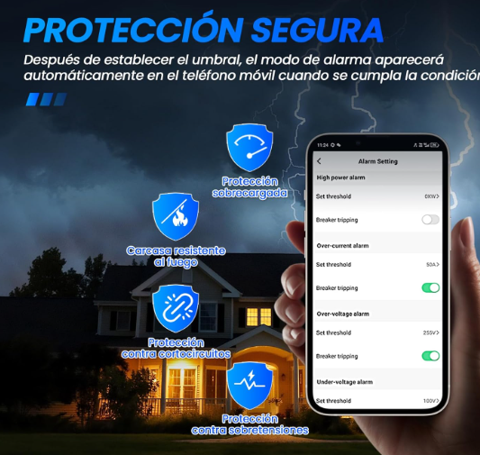 Enchufe inteligente WiFi 16A con Bluetooth, monitor de energía, temporizador y control por voz. Compatible con Alexa, Google Home y Tuya/Smart Life.