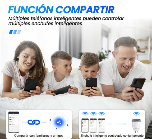 Enchufe inteligente WiFi 16A con Bluetooth, monitor de energía, temporizador y control por voz. Compatible con Alexa, Google Home y Tuya/Smart Life.