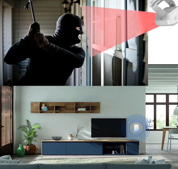 Sensor de Movimiento Aktivstar con Alarma y Timbre Inalámbrico Blanco