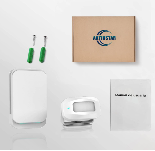 Sensor de Movimiento Aktivstar con Alarma y Timbre Inalámbrico Blanco