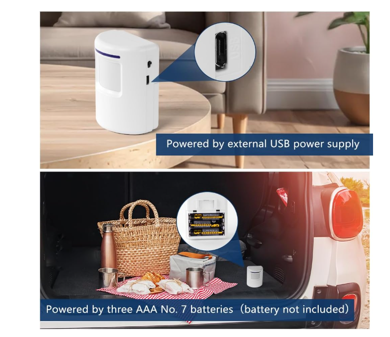 Detector de Movimiento AXFEE con Alarma y Timbre Interior PIR