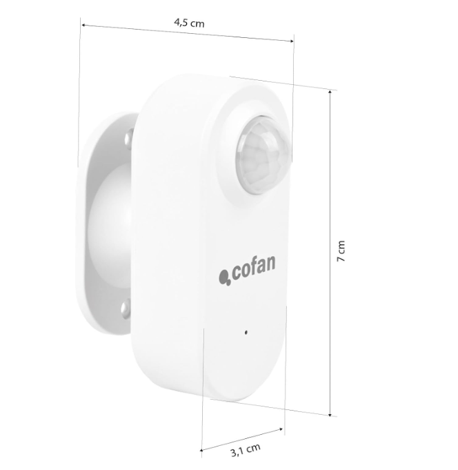 Sensor de Movimiento WiFi Cofan Inteligente Compatible con Tuya y Alexa