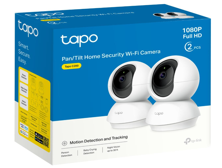 Pack 2 Cámaras WiFi TP-Link Tapo C200 360° FHD con Visión Nocturna