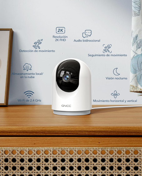 Pack 2 Cámaras WiFi GNCC 2K 360° con IA, Visión Nocturna y Alexa