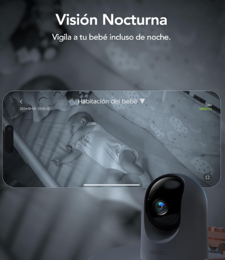 Pack 2 Cámaras WiFi GNCC 2K 360° con IA, Visión Nocturna y Alexa