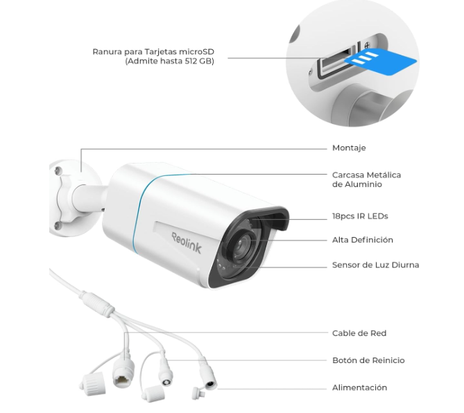 Cámara Reolink RLC‑810A 4K PoE Exterior con Detección Inteligente IP67