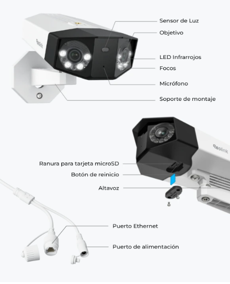 Cámara Reolink Duo 3 PoE 16MP 180° con Visión Nocturna y Detección AI