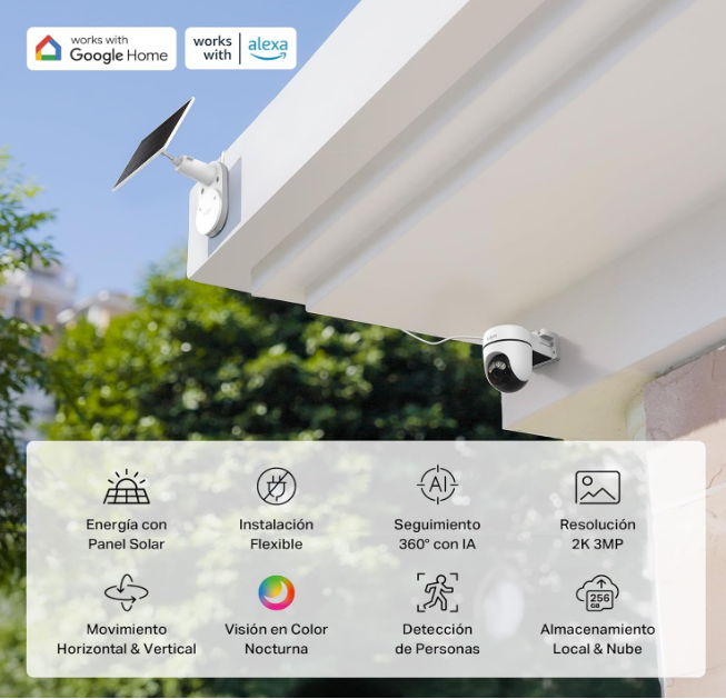 Cámara Tapo C610 Solar 2K Exterior 360° con Batería y Visión Color