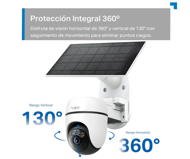 Cámara Tapo C610 Solar 2K Exterior 360° con Batería y Visión Color