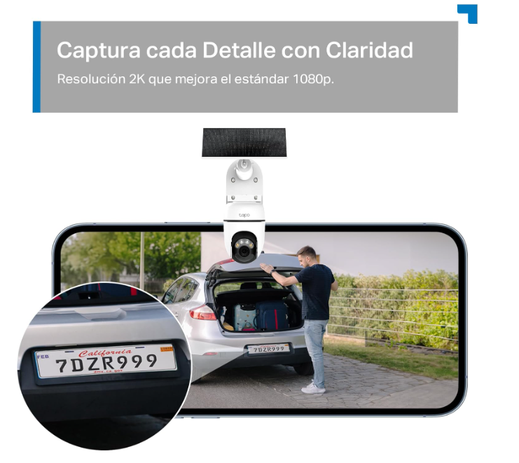 Cámara Tapo C610 Solar 2K Exterior 360° con Batería y Visión Color