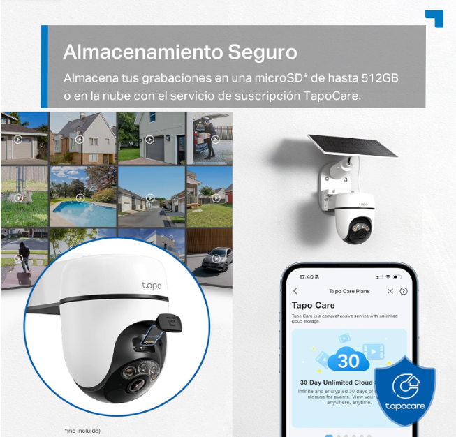 Cámara Tapo C610 Solar 2K Exterior 360° con Batería y Visión Color