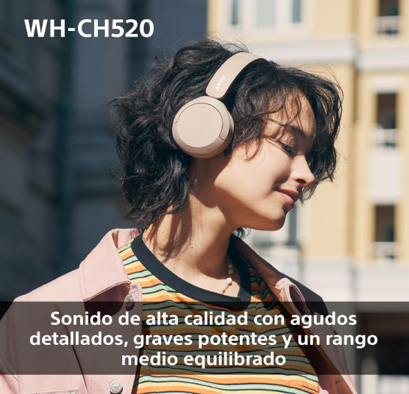 Sony WH‑CH520 Auriculares Bluetooth, 50h batería, ligeros y cómodos