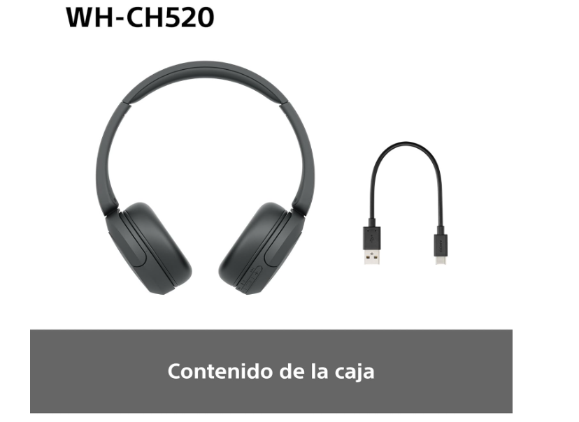 Sony WH‑CH520 Auriculares Bluetooth, 50h batería, ligeros y cómodos