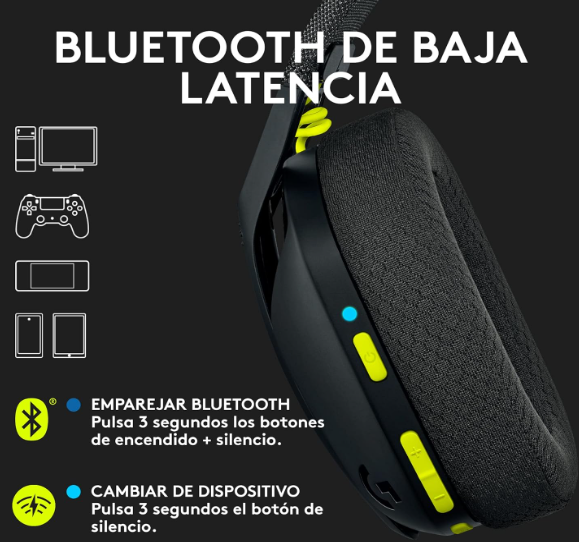 Logitech G435 LIGHTSPEED auriculares gaming inalámbricos con Bluetooth