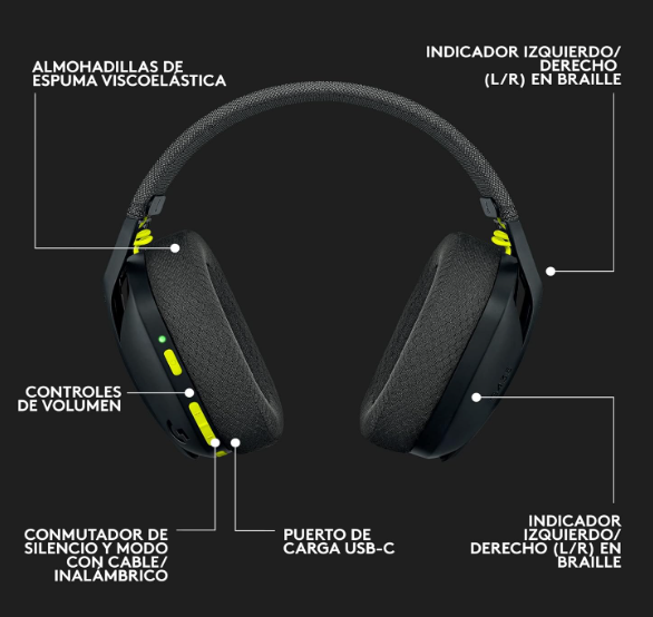 Logitech G435 LIGHTSPEED auriculares gaming inalámbricos con Bluetooth