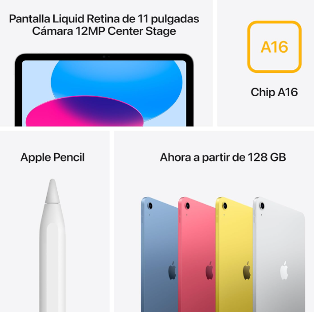 Apple iPad 11" 2025 con chip A16, 128GB y pantalla Liquid Retina