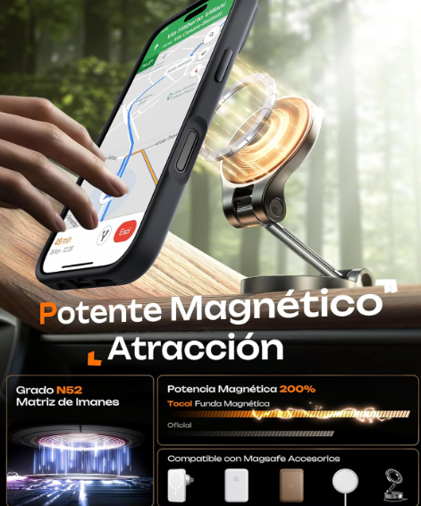 Funda TOCOL iPhone 17 MagSafe Antigolpes con Protección de Cámara – Negro
